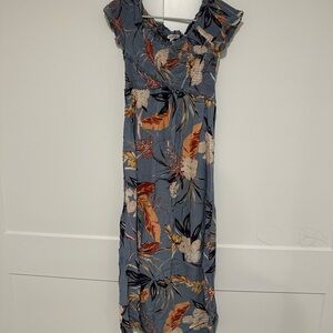 Patrons of Peace Blue and Orange Floral Maxi Dress